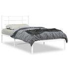 Bedframe metaal wit 107x203 cm met hoofdbord