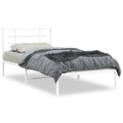 Bedframe metaal wit 107x203 cm met hoofdbord