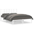 Bedframe met hoofdbord metaal wit 140x190 cm