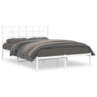 Bedframe met hoofdbord metaal wit 140x200 cm