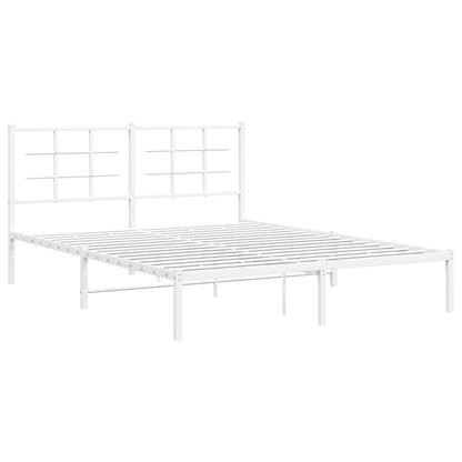 Bedframe Metaal 150 x 200 cm Wit met hoofdbord