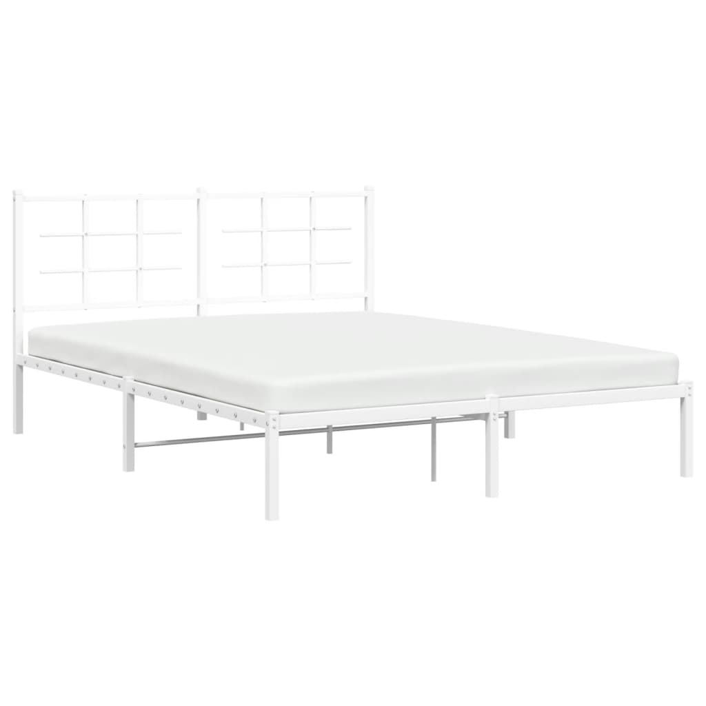 Bedframe Metaal 150 x 200 cm Wit met hoofdbord