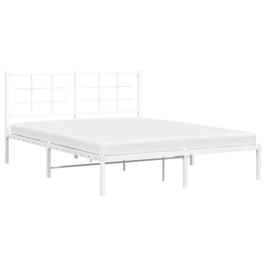 Bedframe Metaal 150 x 200 cm Wit met hoofdbord