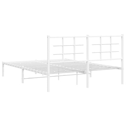 Bedframe Metaal 150 x 200 cm Wit met hoofdbord