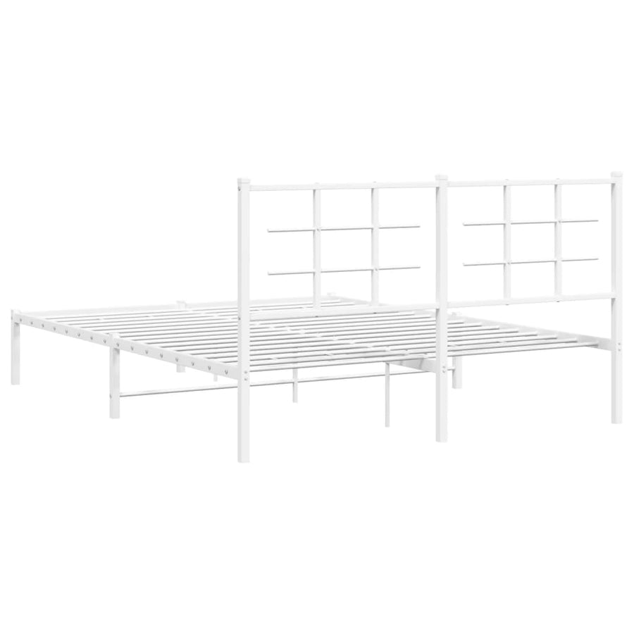 Bedframe Metaal 150 x 200 cm Wit met hoofdbord