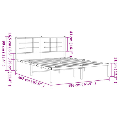 Bedframe Metaal 150 x 200 cm Wit met hoofdbord