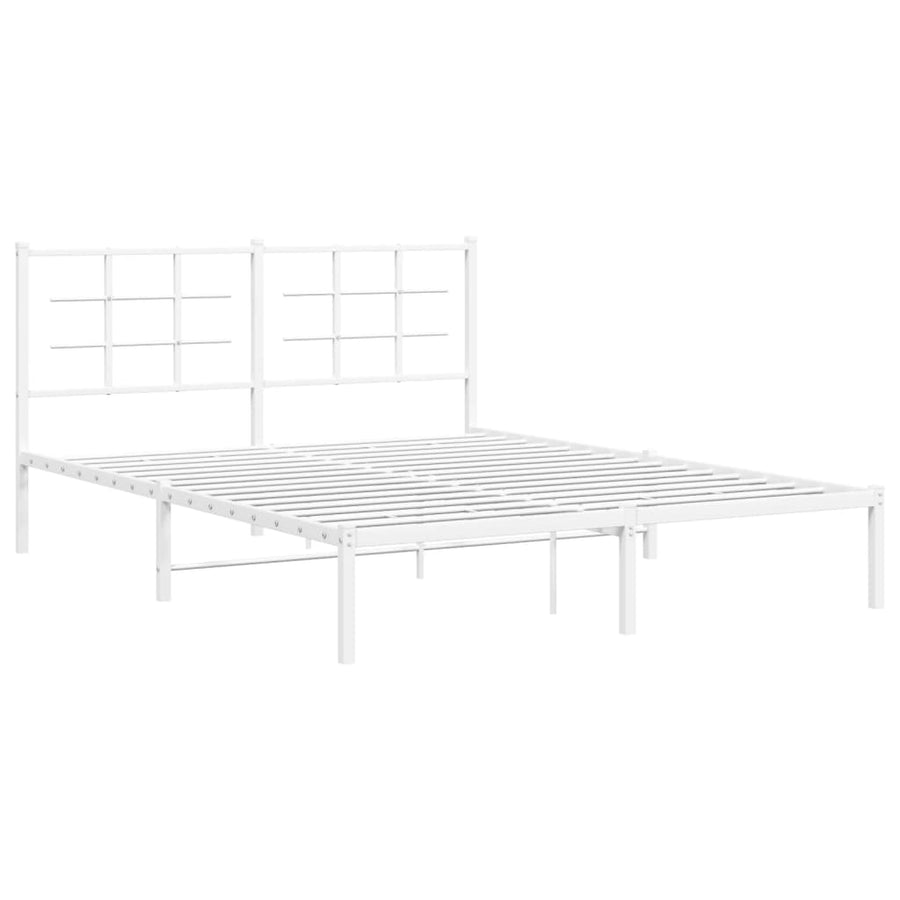 Bedframe Metaal 160 x 200 cm Wit met hoofdbord