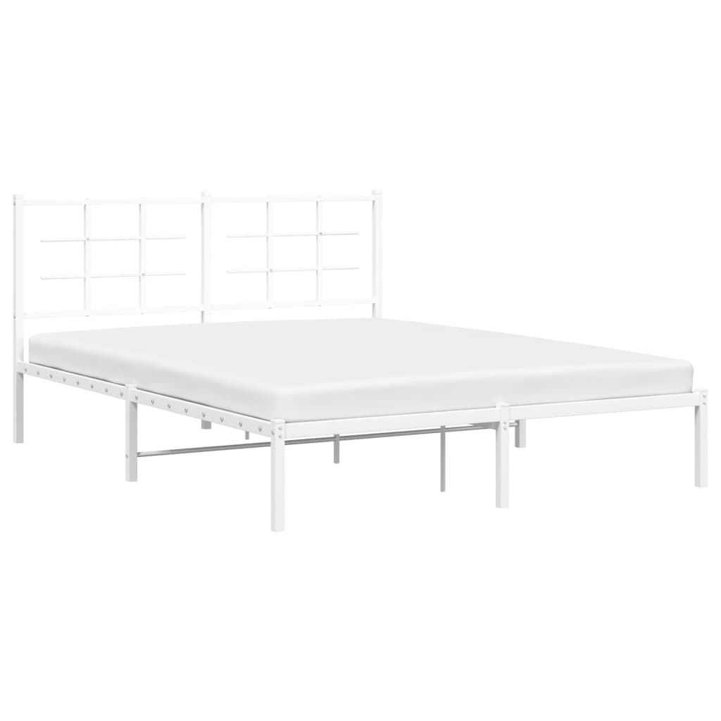 Bedframe Metaal 160 x 200 cm Wit met hoofdbord