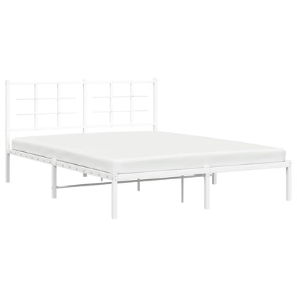 Bedframe Metaal 160 x 200 cm Wit met hoofdbord