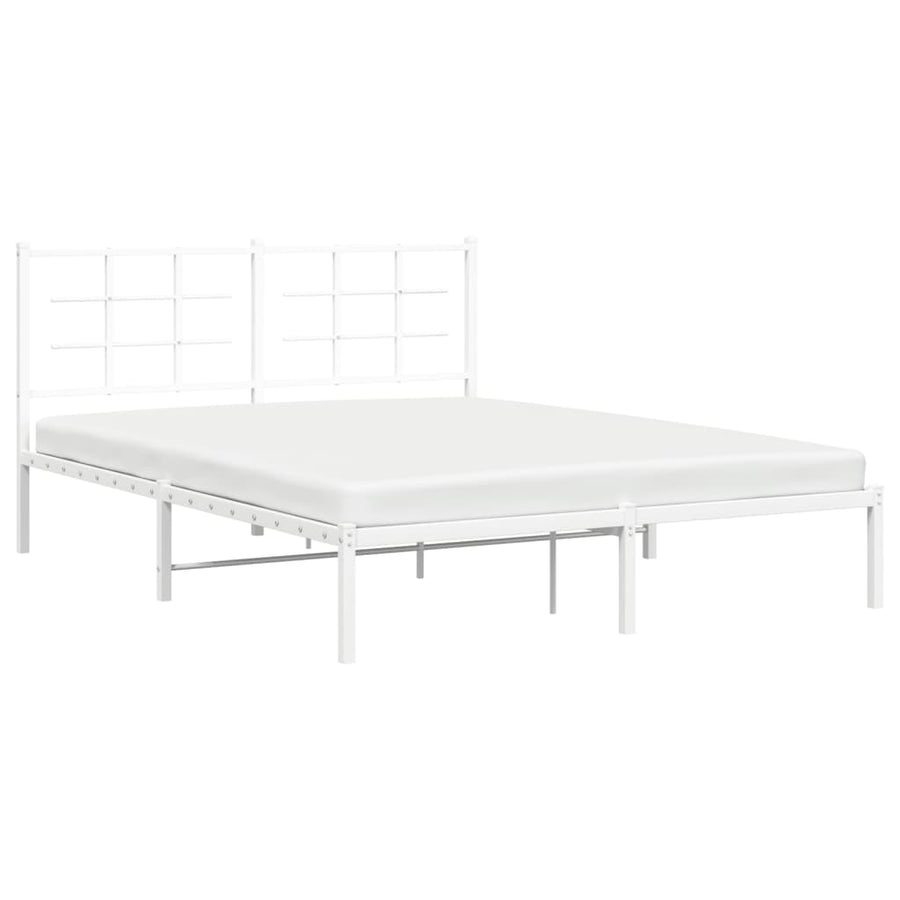 Bedframe Metaal 160 x 200 cm Wit met hoofdbord