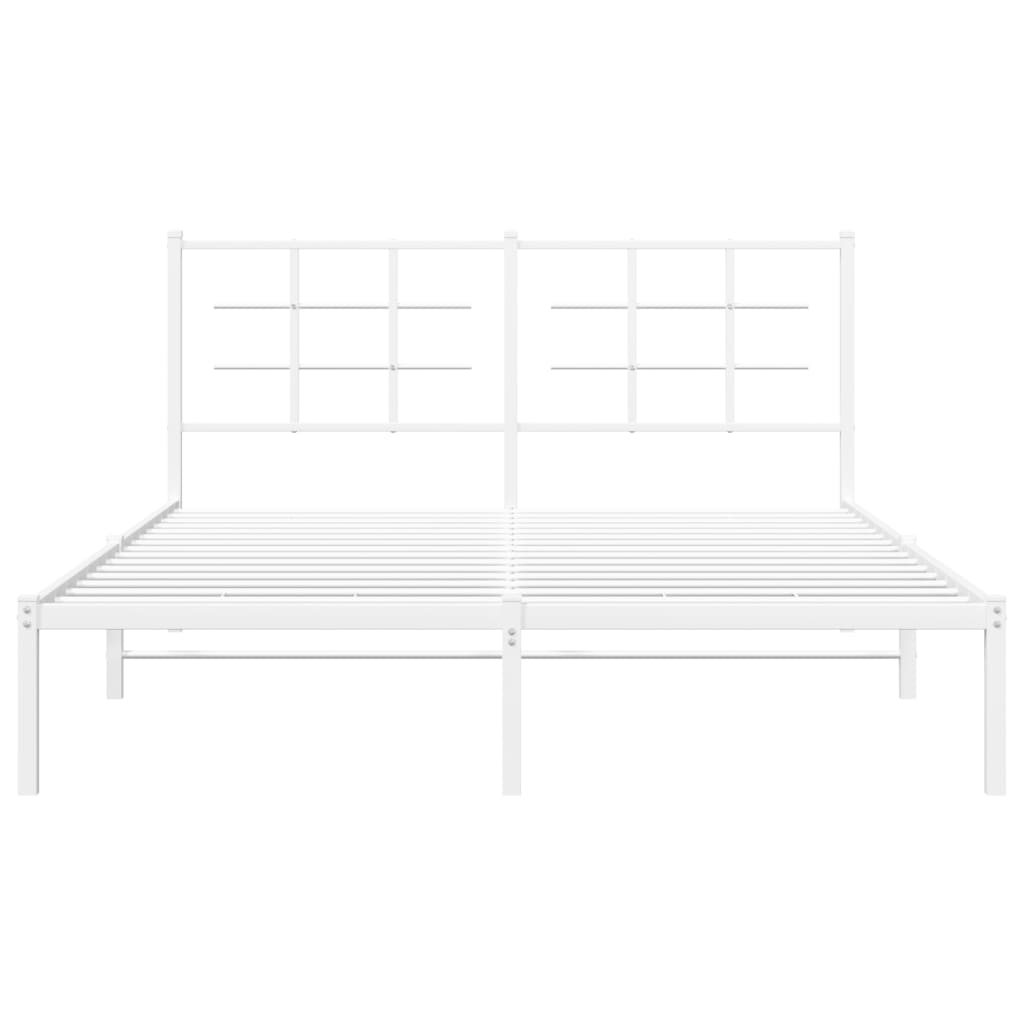 Bedframe Metaal 160 x 200 cm Wit met hoofdbord