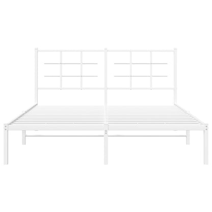 Bedframe Metaal 160 x 200 cm Wit met hoofdbord
