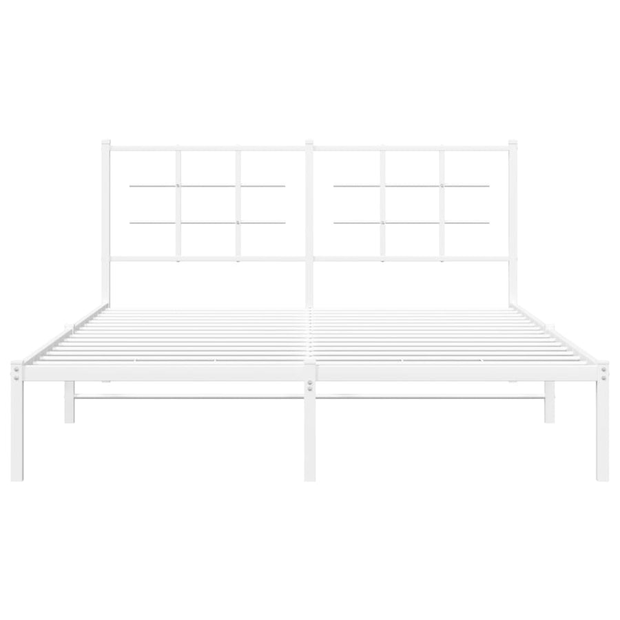 Bedframe Metaal 160 x 200 cm Wit met hoofdbord