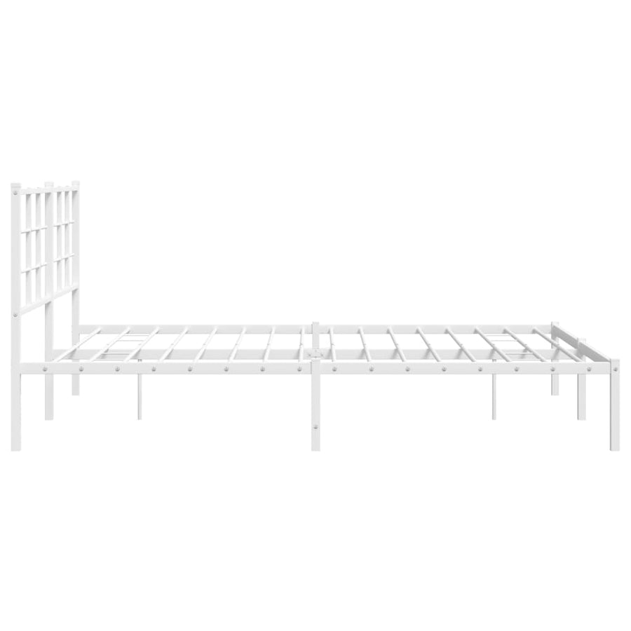 Bedframe Metaal 160 x 200 cm Wit met hoofdbord