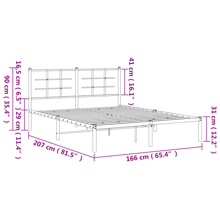 Bedframe Metaal 160 x 200 cm Wit met hoofdbord