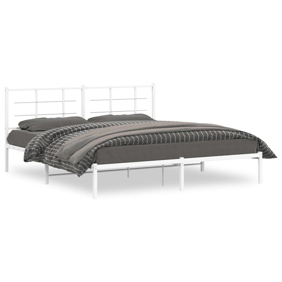 Bedframe Metaal 180 x 200 cm Wit met hoofdbord