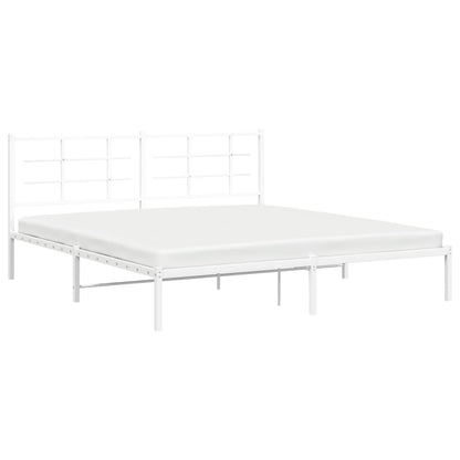 Bedframe Metaal 180 x 200 cm Wit met hoofdbord