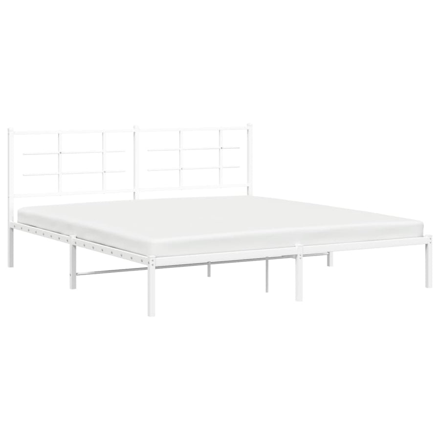 Bedframe Metaal 180 x 200 cm Wit met hoofdbord