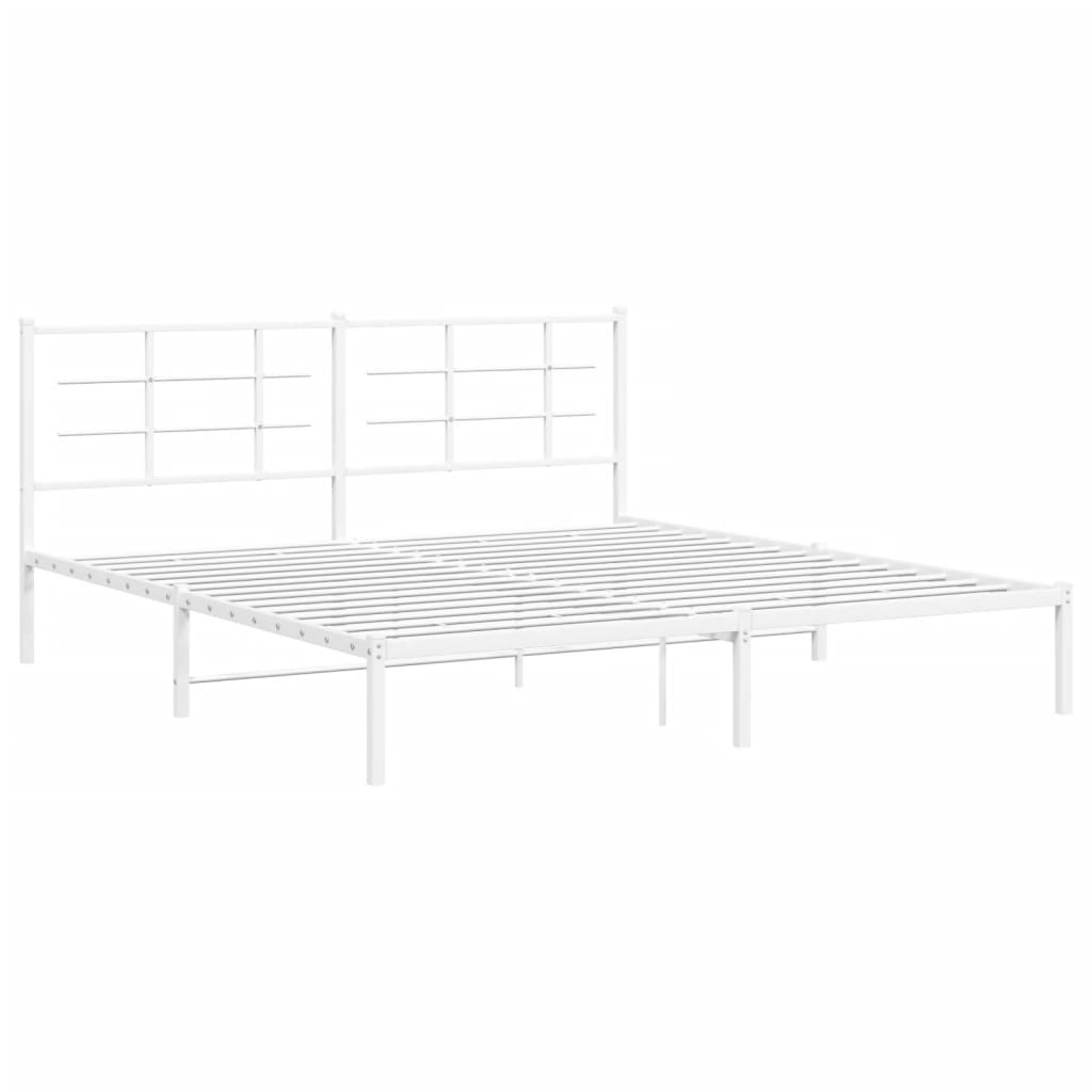 Bedframe met hoofdbord metaal wit 183x213 cm