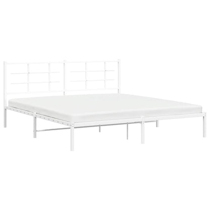 Bedframe met hoofdbord metaal wit 183x213 cm