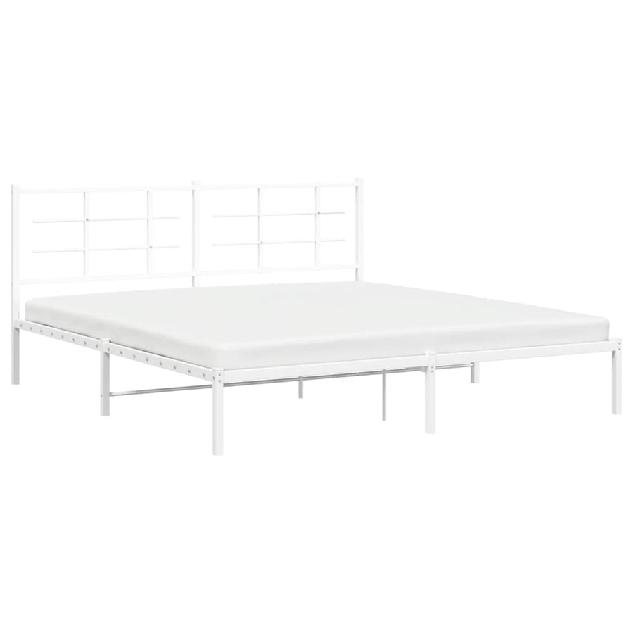 Bedframe met hoofdbord metaal wit 183x213 cm