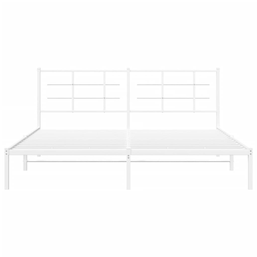 Bedframe met hoofdbord metaal wit 183x213 cm