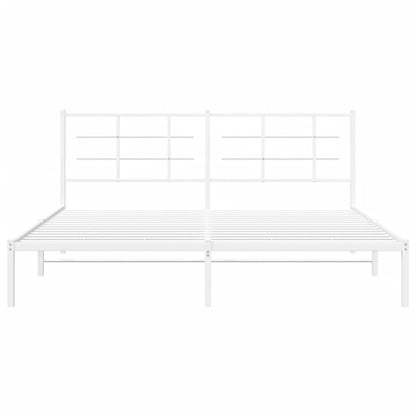 Bedframe met hoofdbord metaal wit 183x213 cm