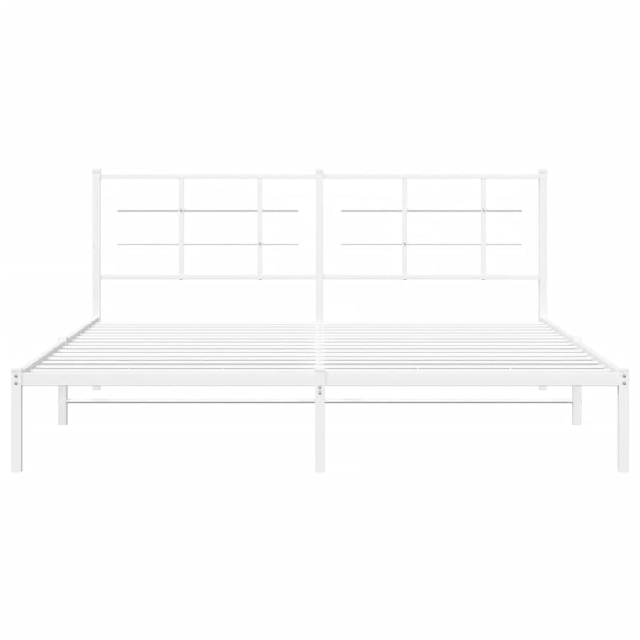 Bedframe met hoofdbord metaal wit 183x213 cm