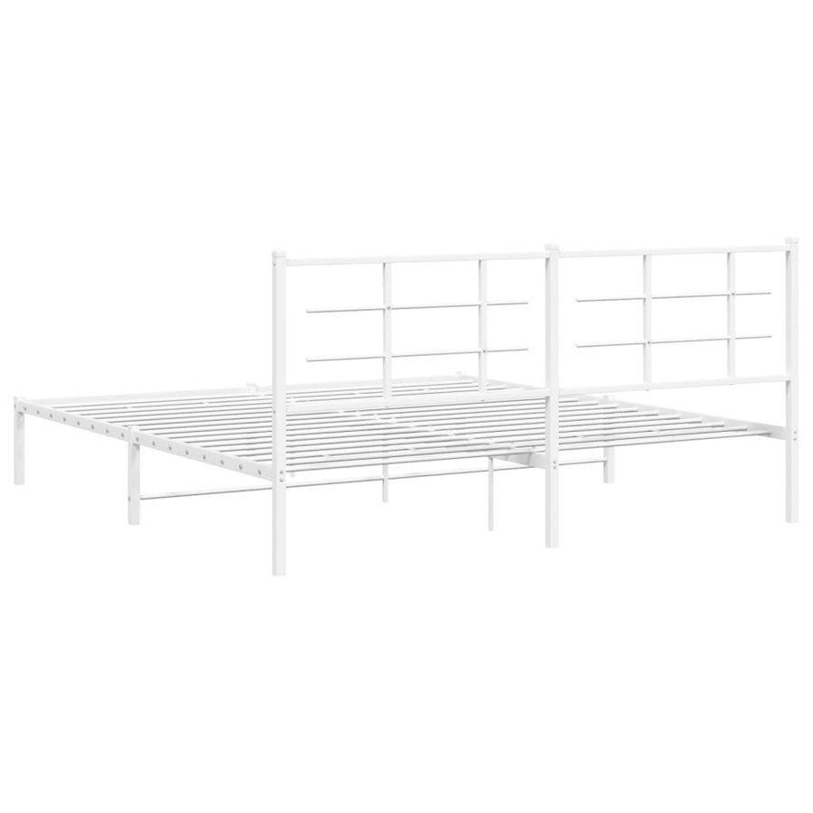 Bedframe met hoofdbord metaal wit 183x213 cm