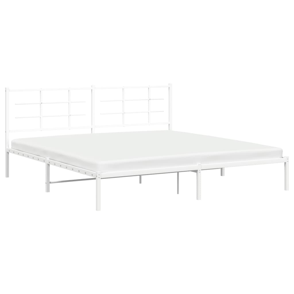 Bedframe met hoofdbord metaal wit 193x203 cm