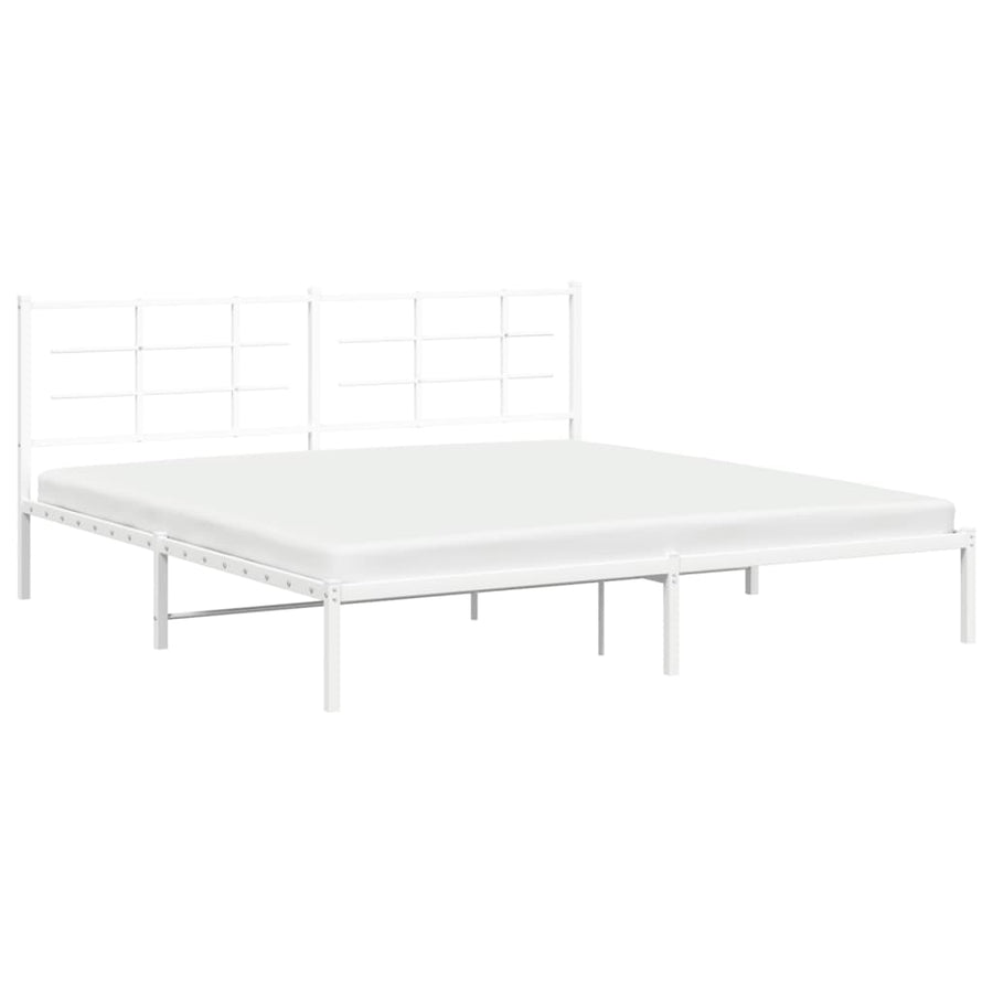 Bedframe met hoofdbord metaal wit 193x203 cm