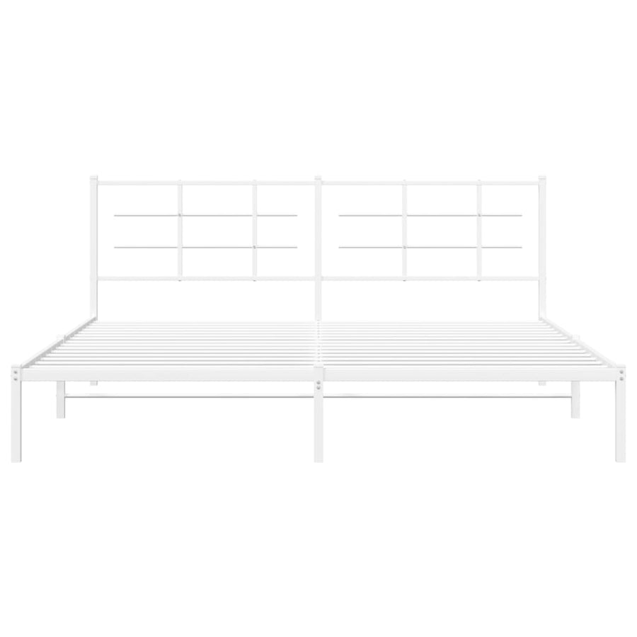 Bedframe met hoofdbord metaal wit 193x203 cm