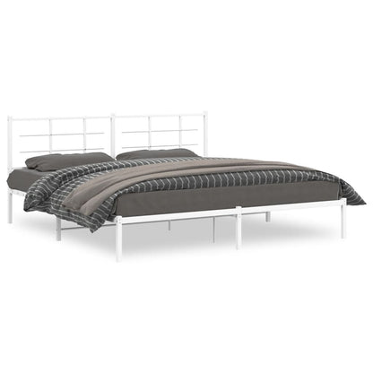 Bedframe met hoofdbord metaal wit 200x200 cm