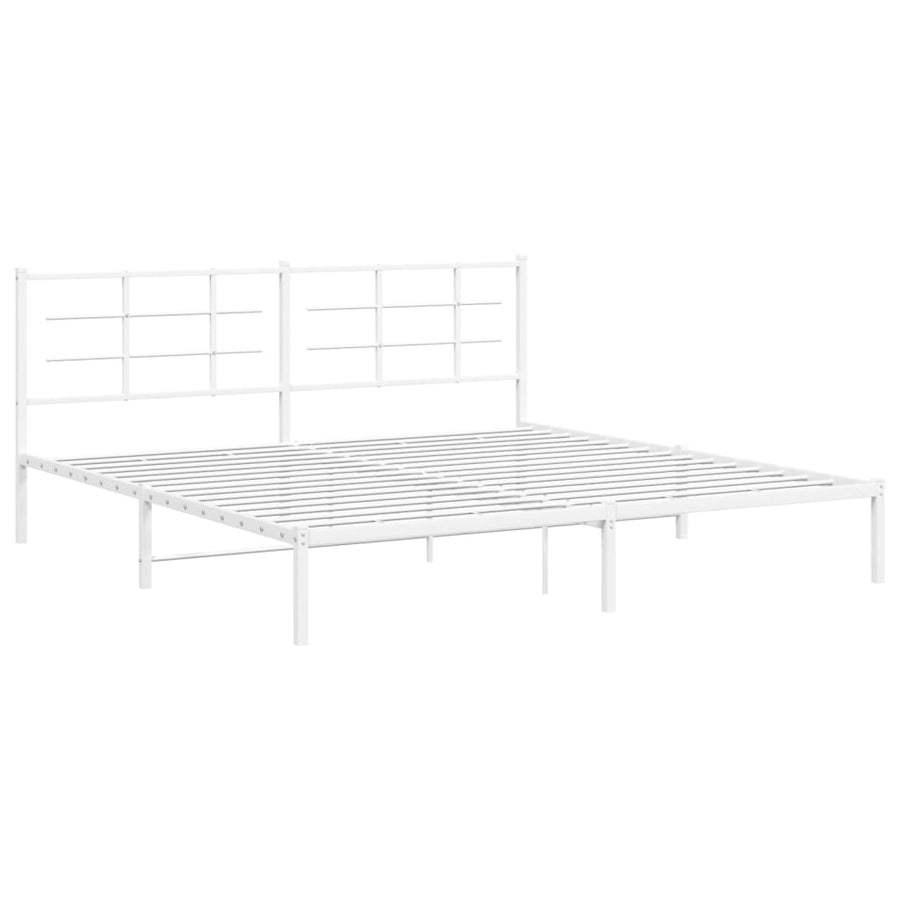 Bedframe met hoofdbord metaal wit 200x200 cm