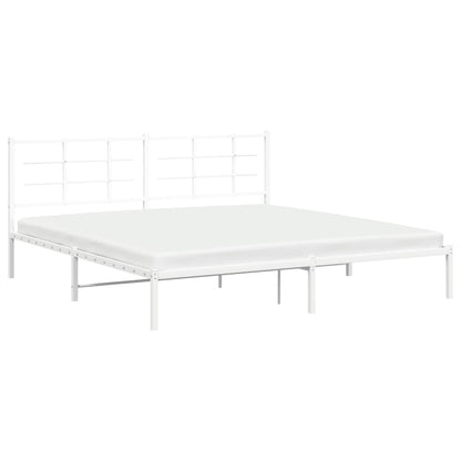Bedframe met hoofdbord metaal wit 200x200 cm