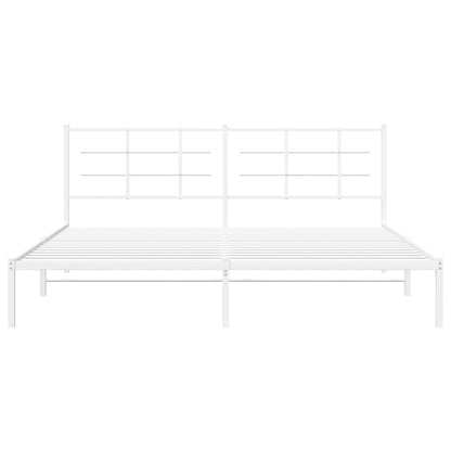 Bedframe met hoofdbord metaal wit 200x200 cm