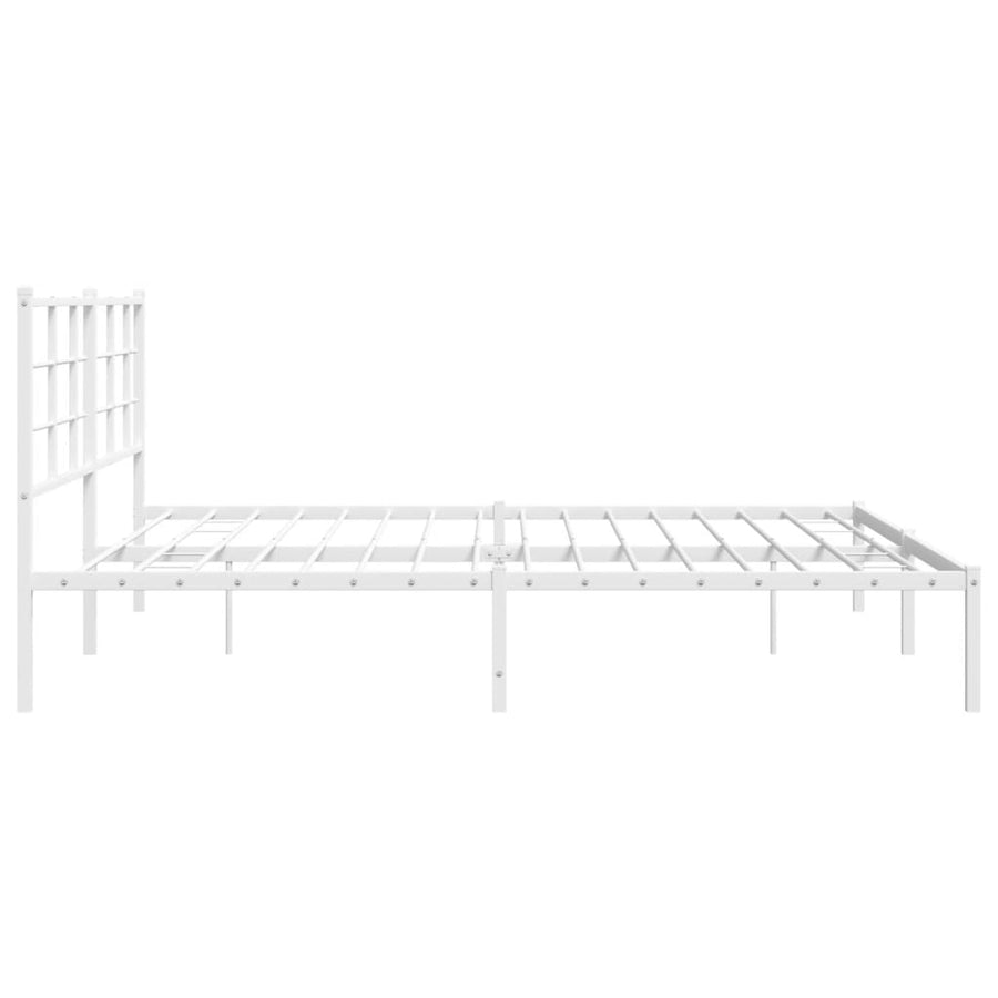 Bedframe met hoofdbord metaal wit 200x200 cm