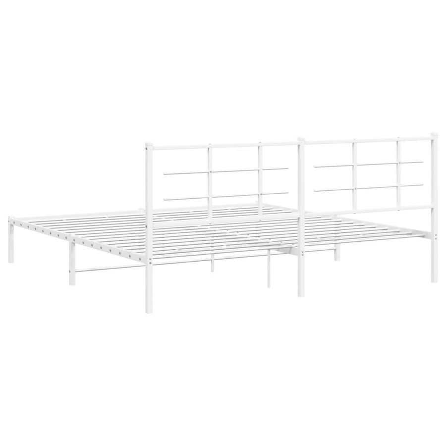 Bedframe met hoofdbord metaal wit 200x200 cm