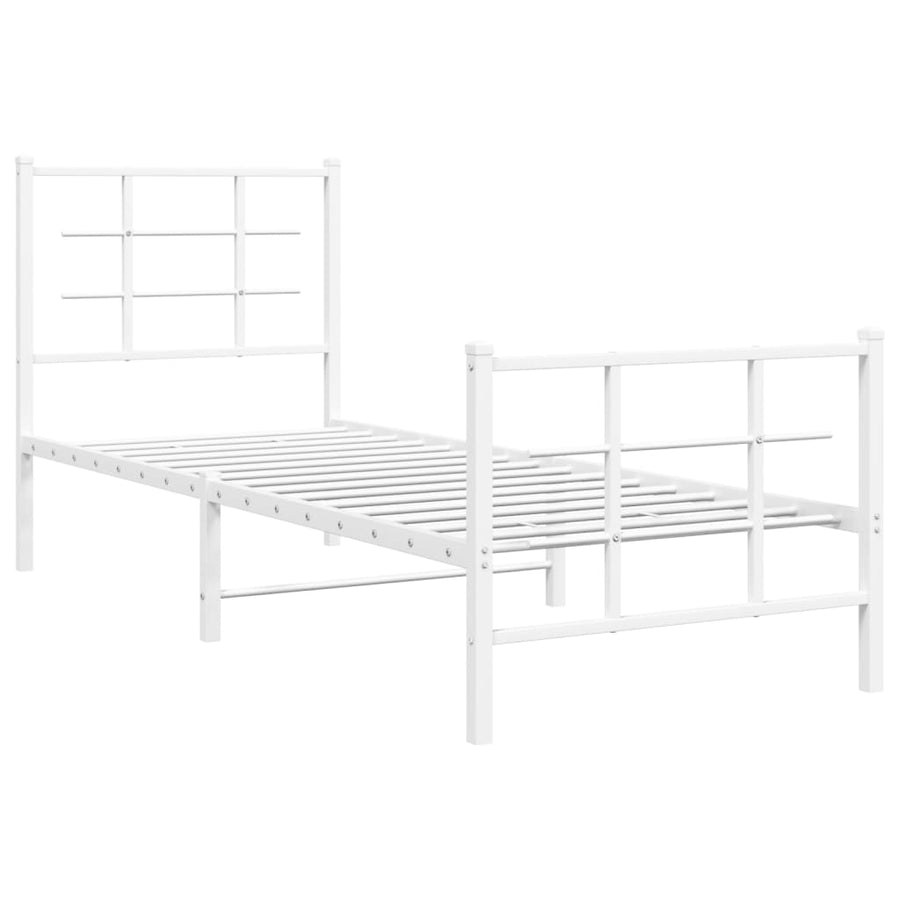 Bedframe met hoofd- en voeteneinde metaal wit 75x190 cm