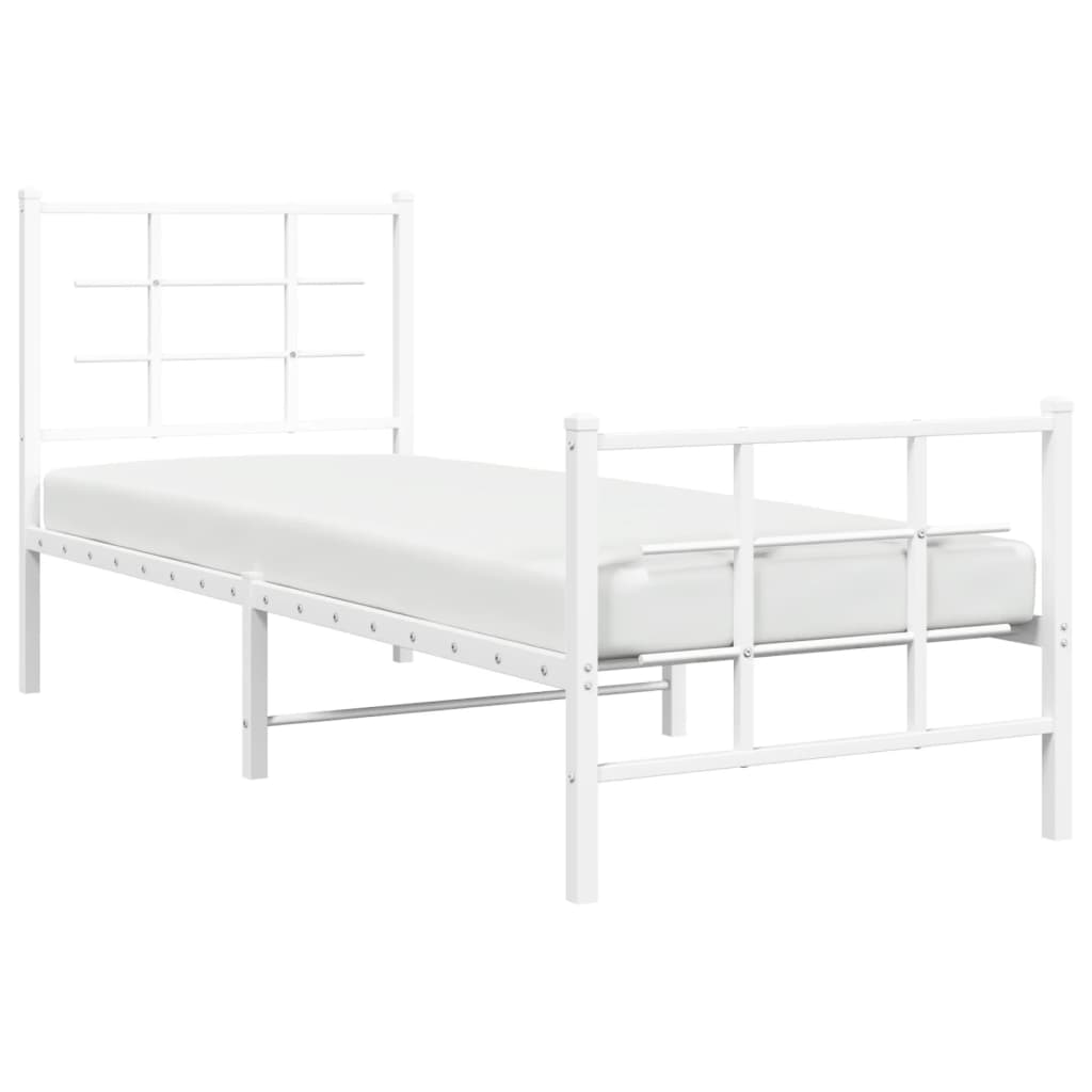 Bedframe met hoofd- en voeteneinde metaal wit 75x190 cm