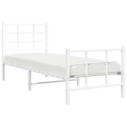 Bedframe met hoofd- en voeteneinde metaal wit 75x190 cm