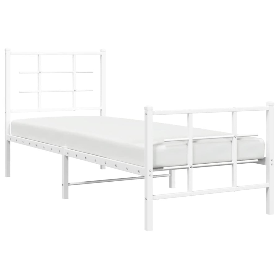 Bedframe met hoofd- en voeteneinde metaal wit 75x190 cm