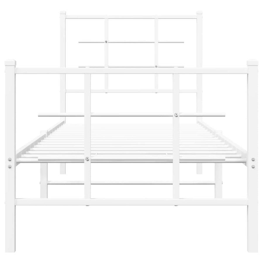 Bedframe met hoofd- en voeteneinde metaal wit 75x190 cm