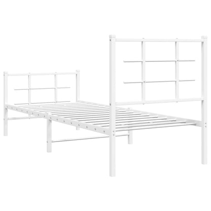 Bedframe met hoofd- en voeteneinde metaal wit 75x190 cm