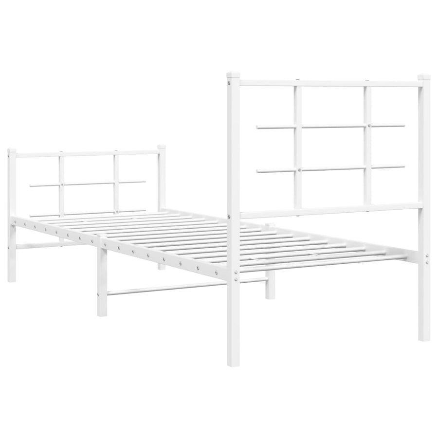 Bedframe met hoofd- en voeteneinde metaal wit 75x190 cm