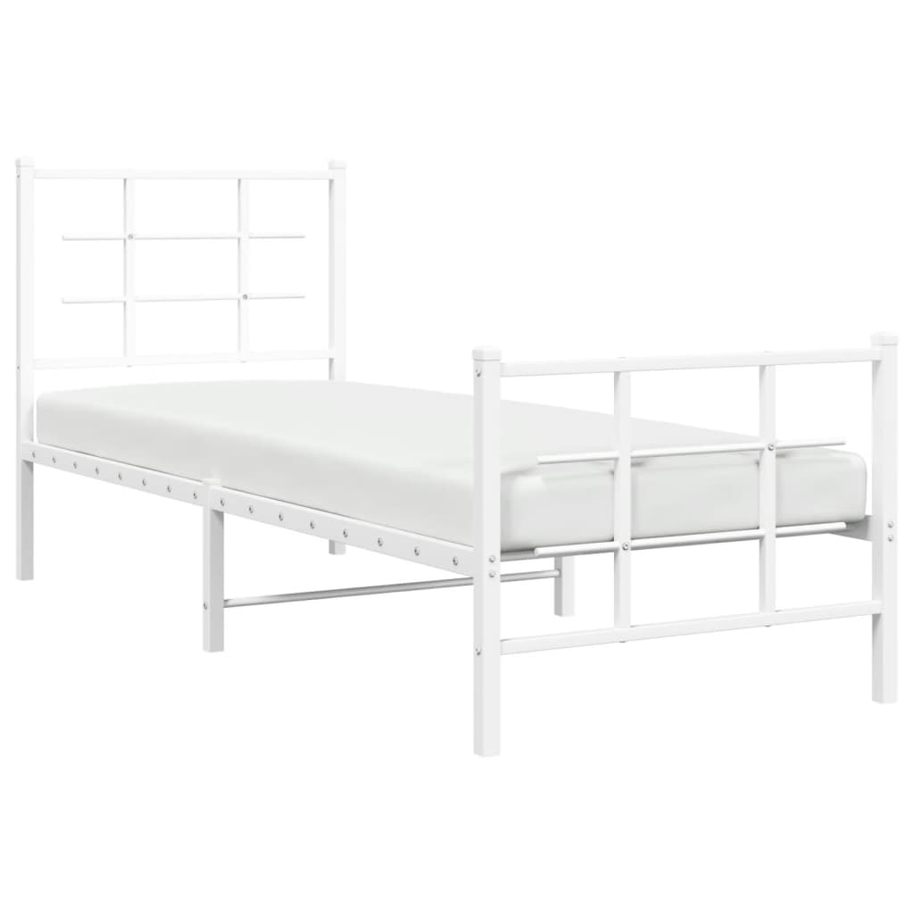 Bedframe met hoofd- en voeteneinde metaal wit 80x200 cm