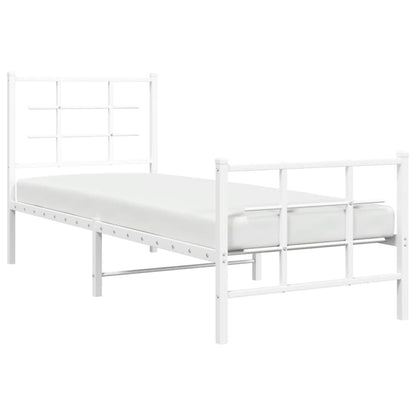 Bedframe met hoofd- en voeteneinde metaal wit 80x200 cm