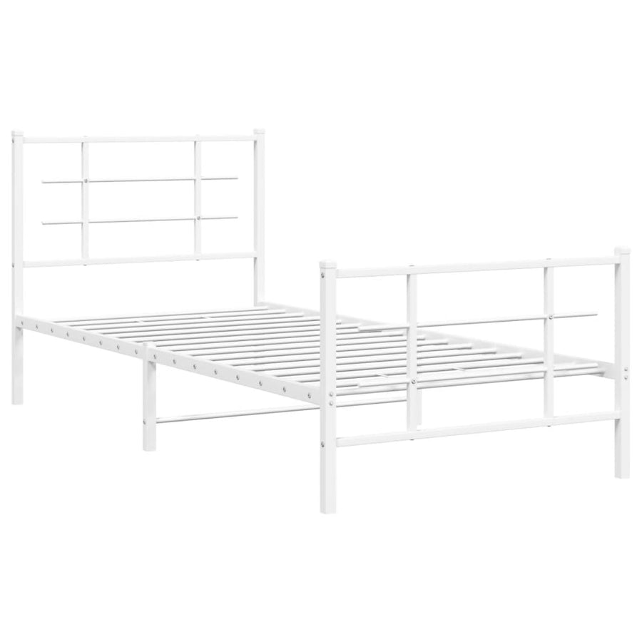Bedframe met hoofd- en voeteneinde metaal wit 90x190 cm