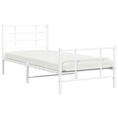 Bedframe met hoofd- en voeteneinde metaal wit 90x190 cm