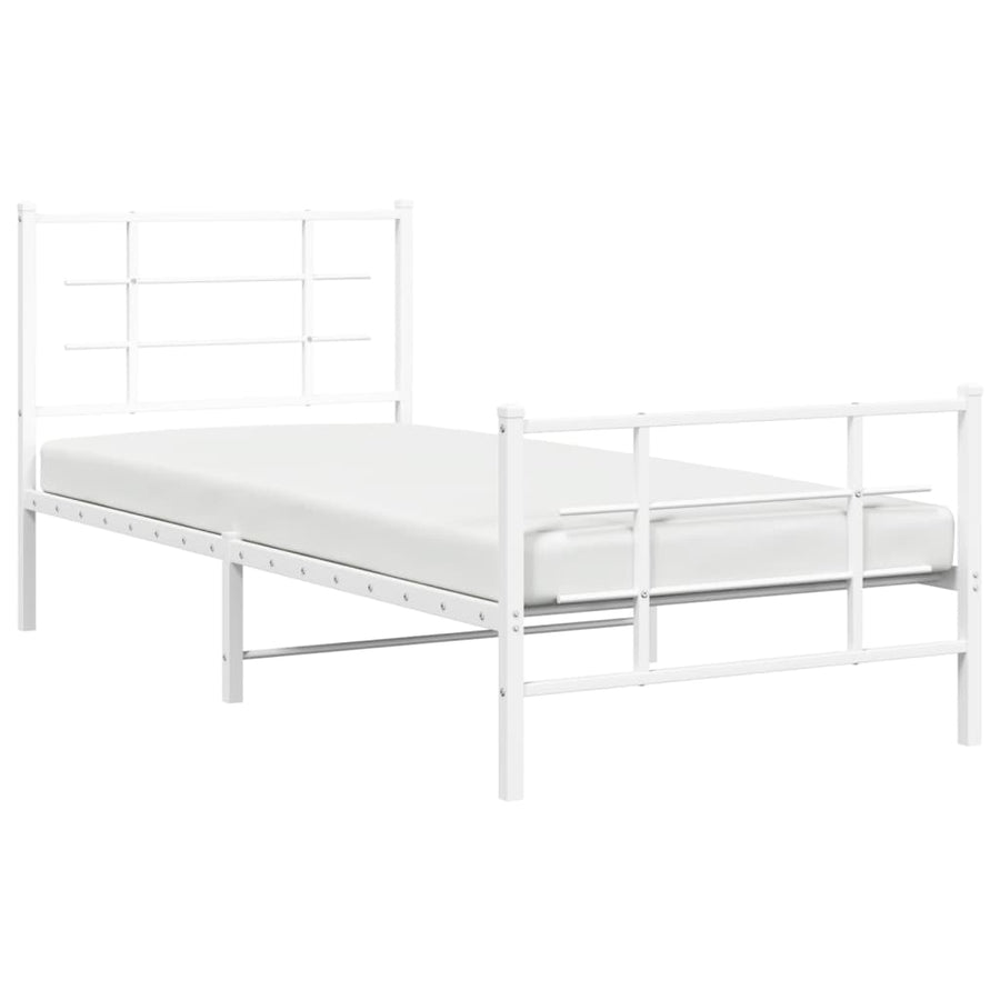 Bedframe met hoofd- en voeteneinde metaal wit 90x190 cm
